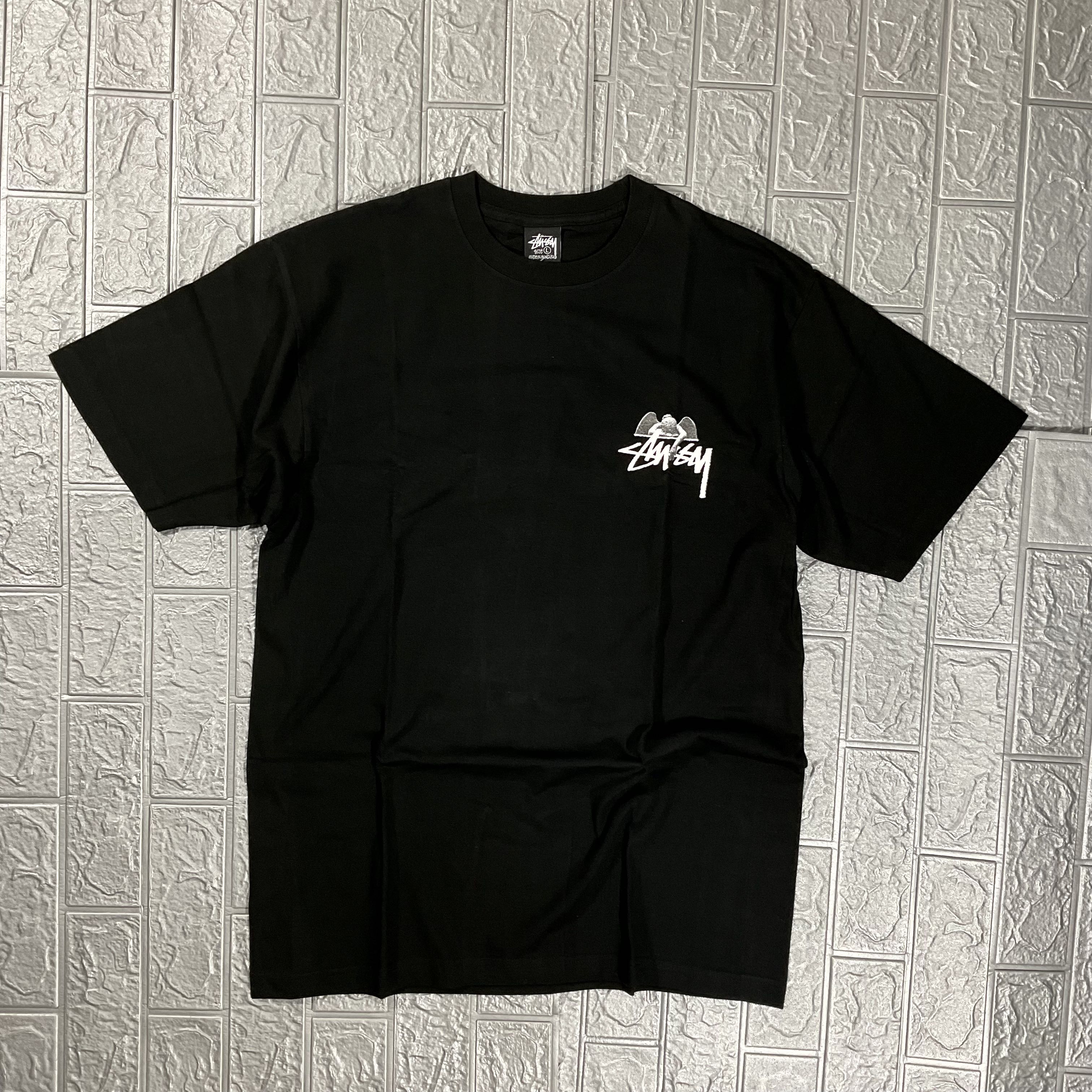 スケートボード Old Stussy BlackAngel Tee Vintage 90s Stussy Outdoor Skateboard Men's Cotton T-shirt