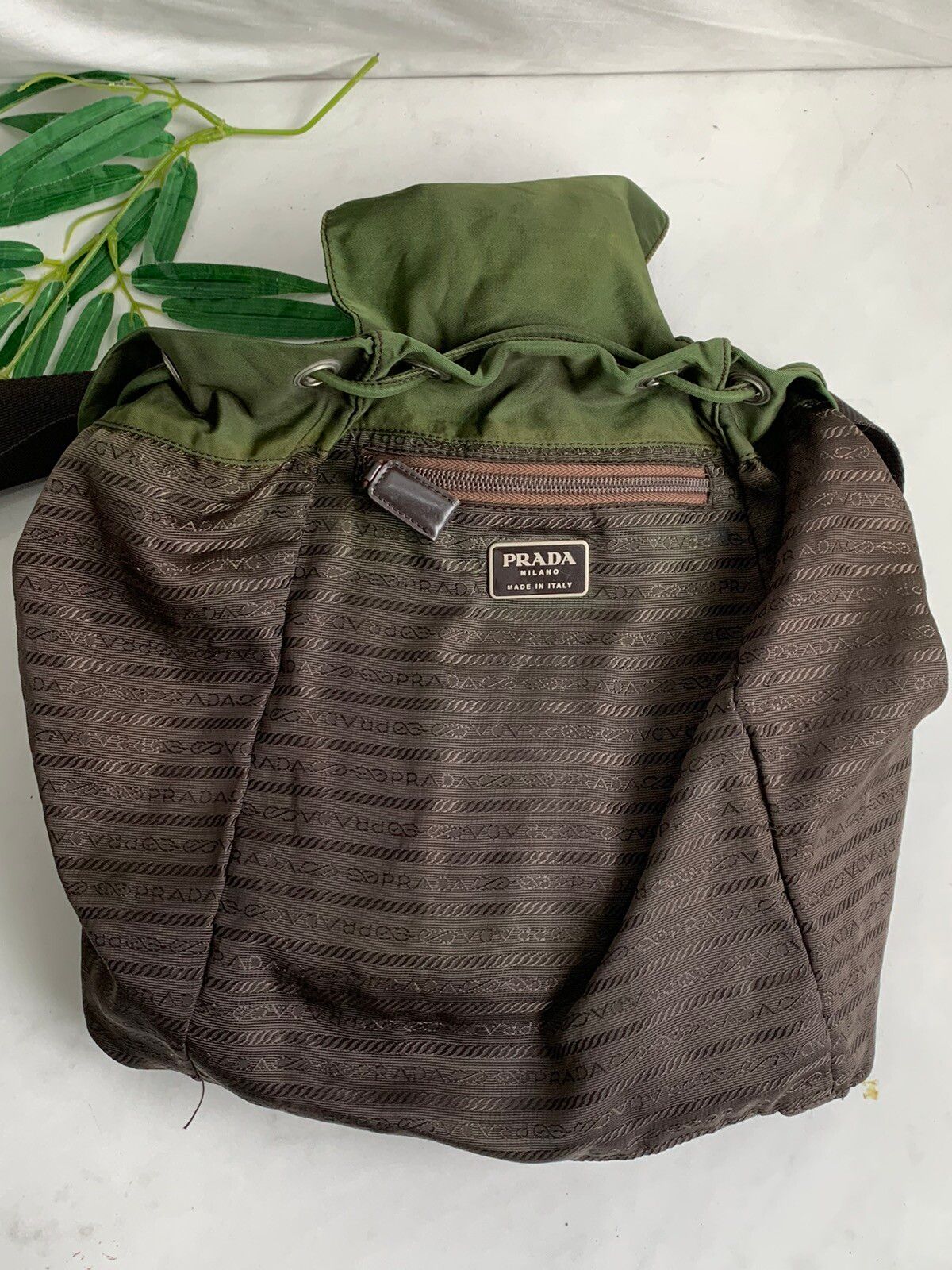 Authentic vintage Prada green army nylon backpack - 9
