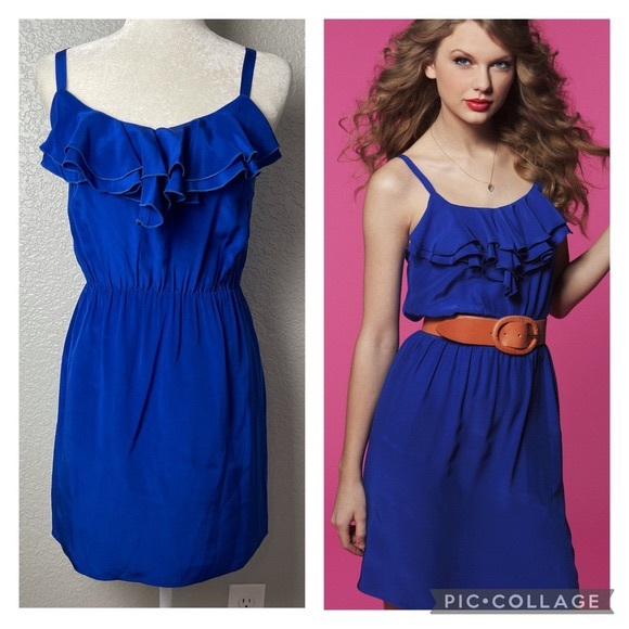 Amanda Uprichard Silk Ruffle Bright Royal Blue Mini Dress - 1