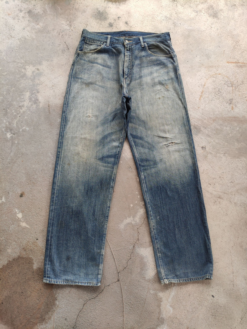 Vintage Levis 554 Baggy Denim Distressed Faded Jean - 1