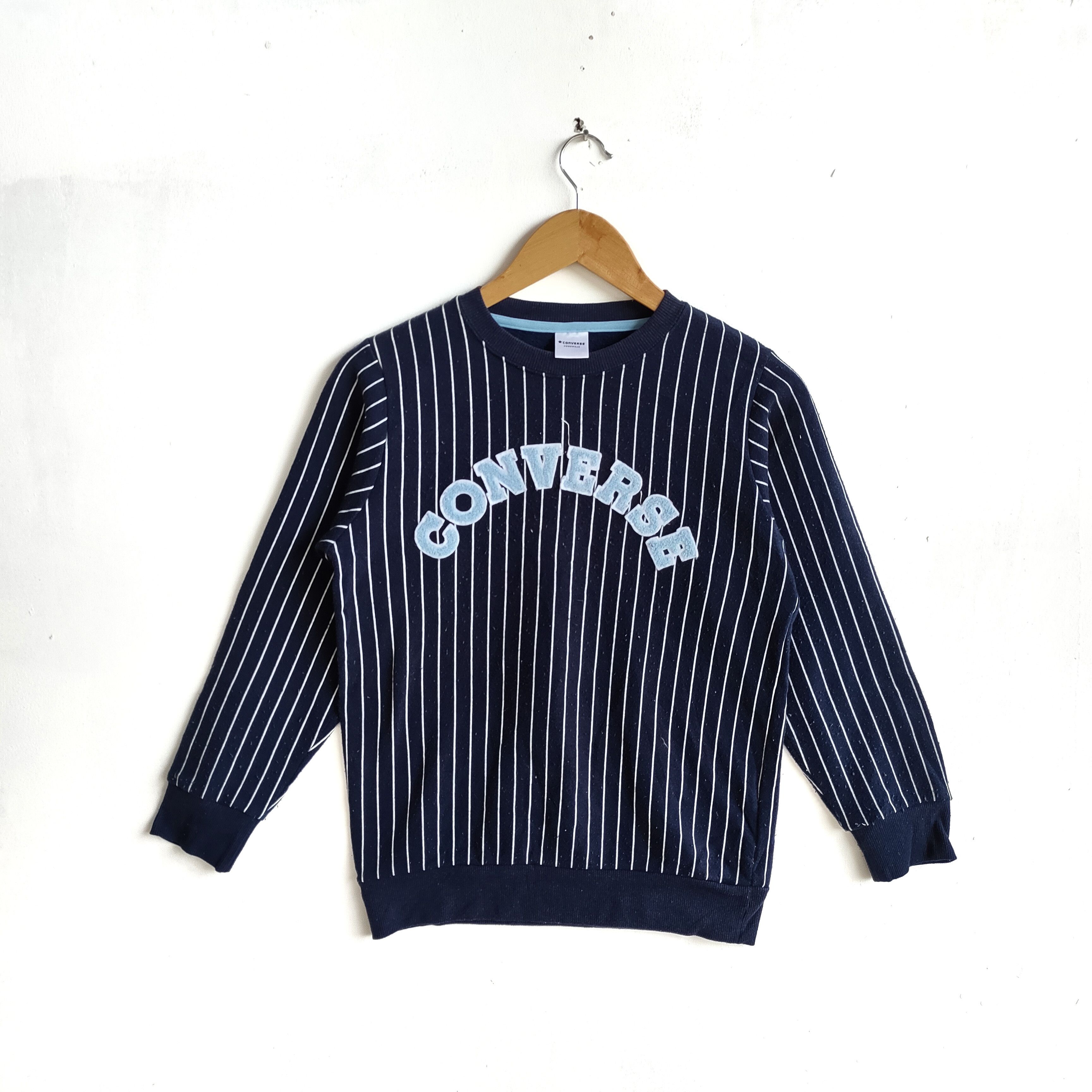 CONVERSE Big Embroidery Spell Out Stripe Pattern Sweatshirt - 1