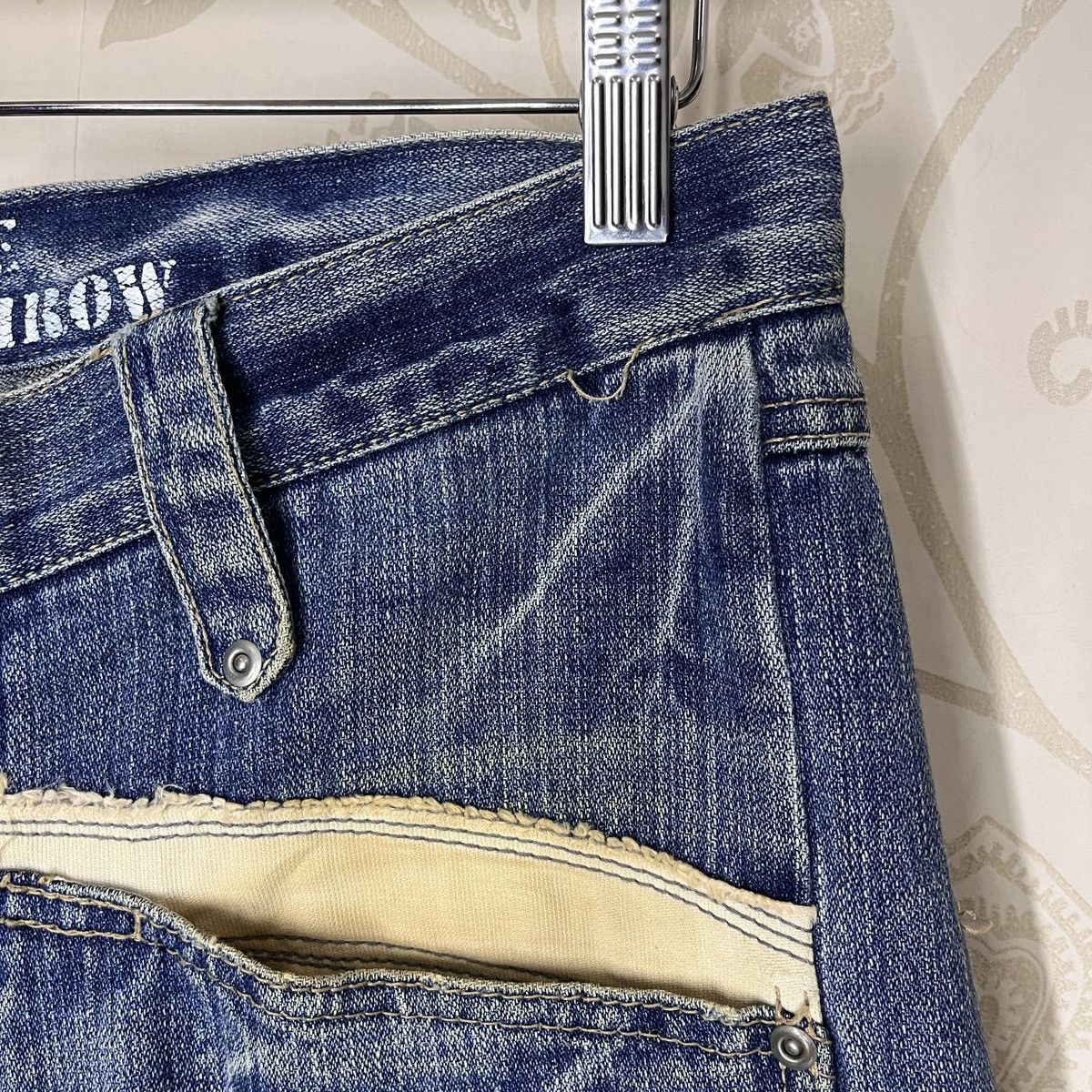 Ripped Three Stones Throw Denim Jeans Avant Garde Pockets - 9