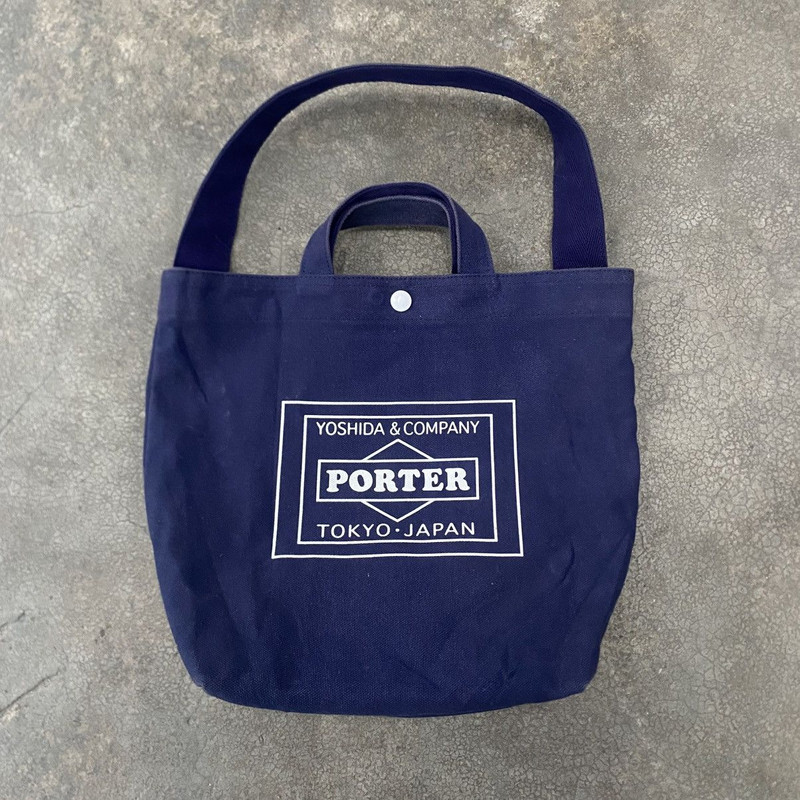 Porter Canvas 2 Ways Tote & Shoulder Bag Navy Blue - 1