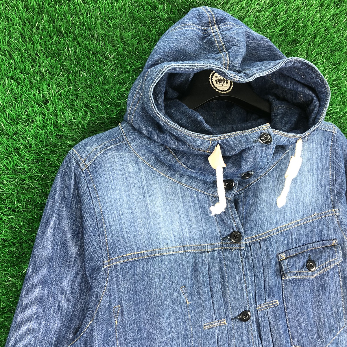 Archival Clothing - Long Blouse Hoodie Denim Button up by Quelle Chance - 2