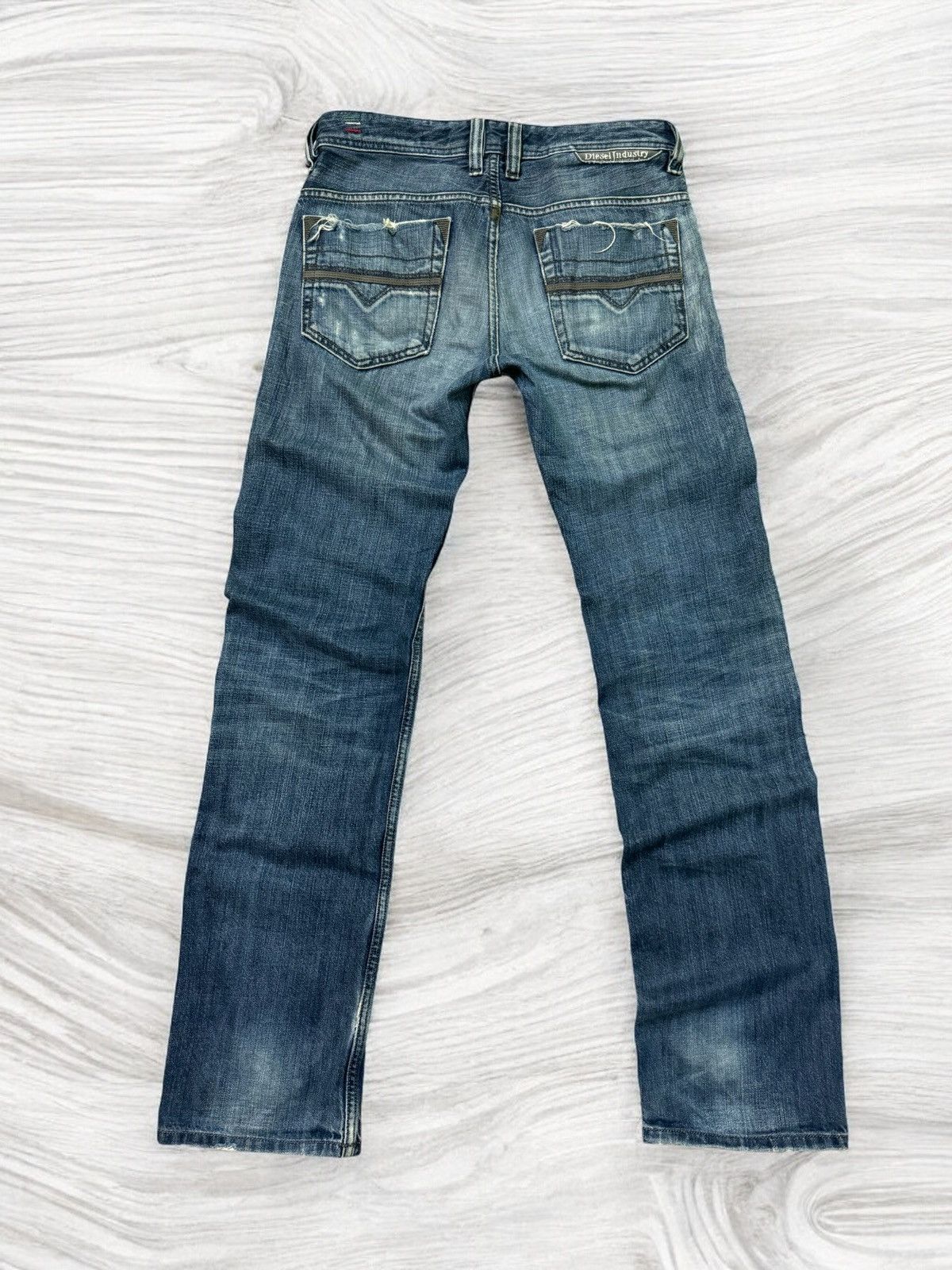 DIESEL INDUSTRY SNAP BUTTON DISTRESSED DENIM JEANS - 2