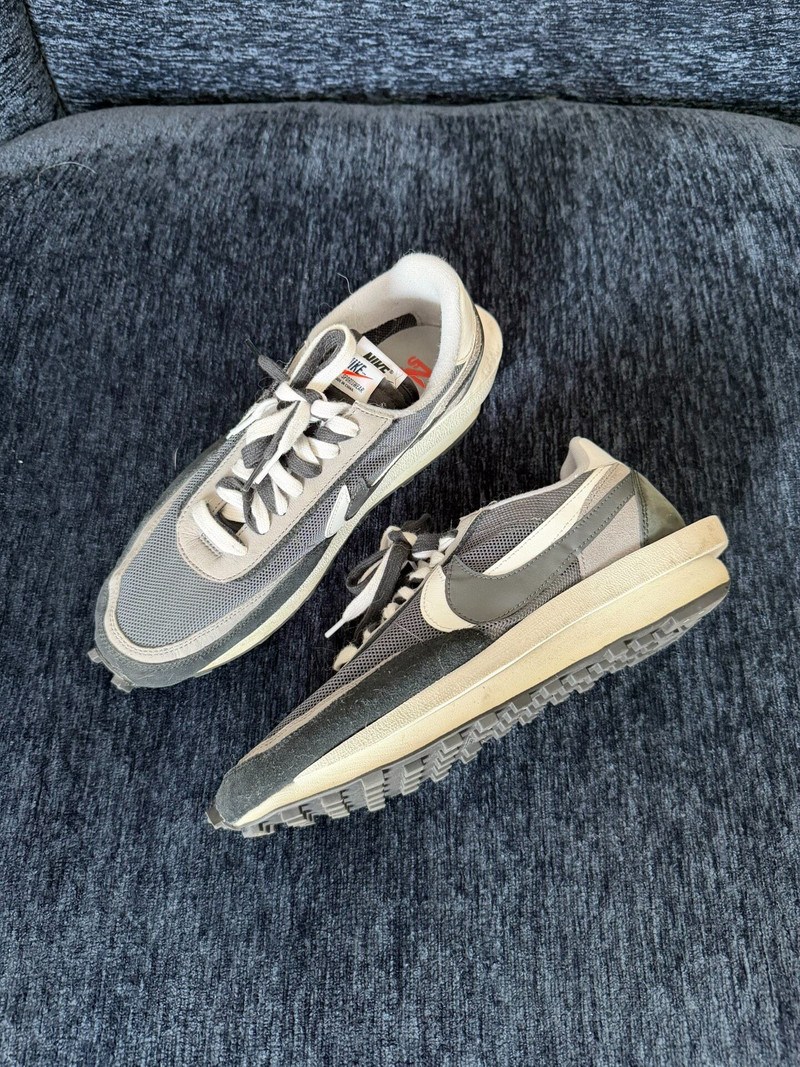 sacai × Nike LDV Waffle Black White Deconstructed Sneakers - 1