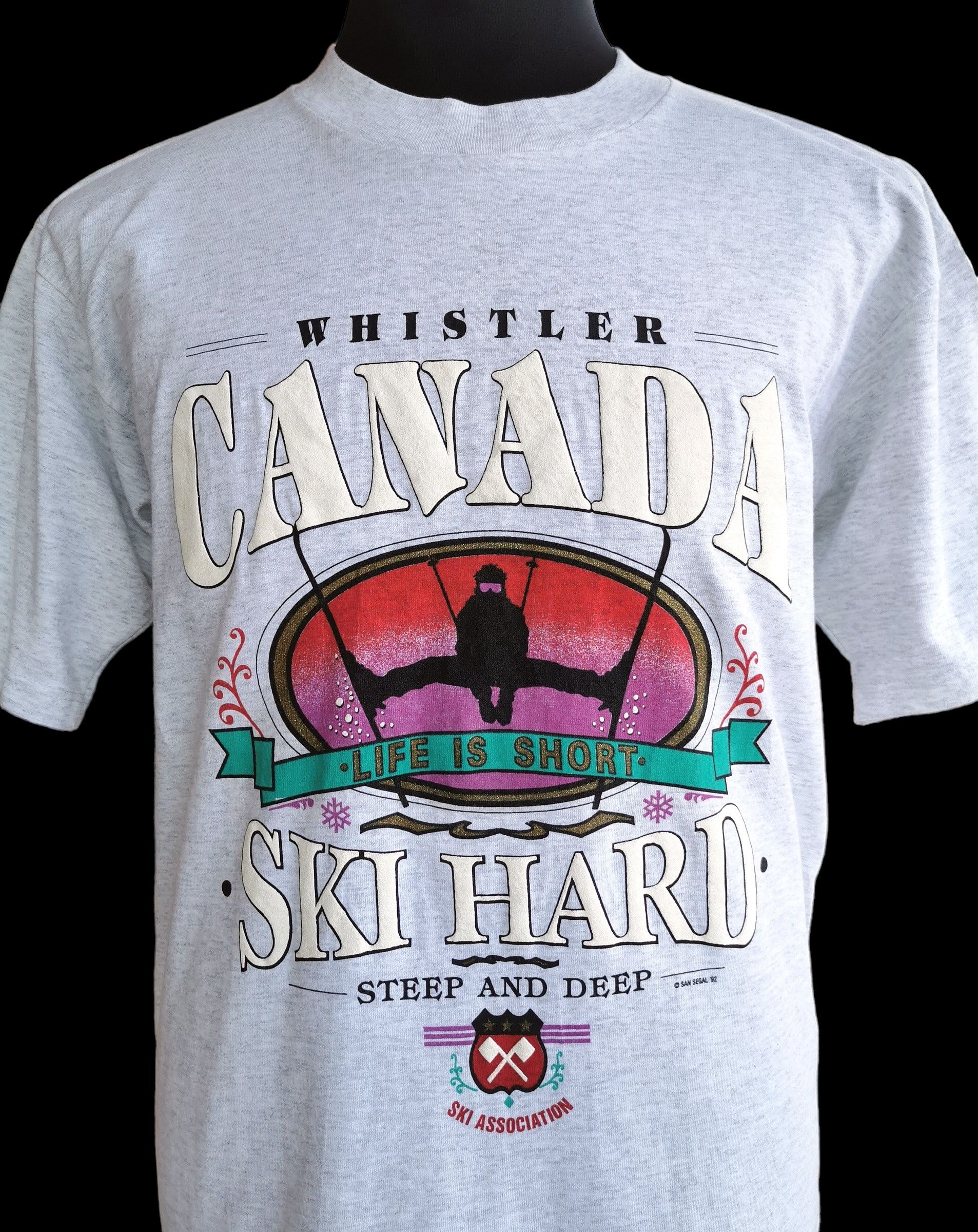 1992 Vintage Whistler Canada Ski Hard Tshirt - 1