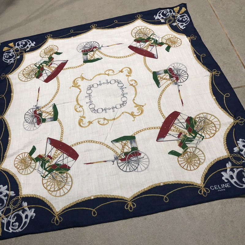 Vtg Celine Handkerchief Neckerchief Scarf Bandana - 1