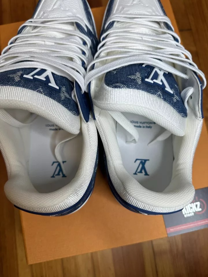 Louis Vuitton LV Trainer Monogram Denim White Blue - 5