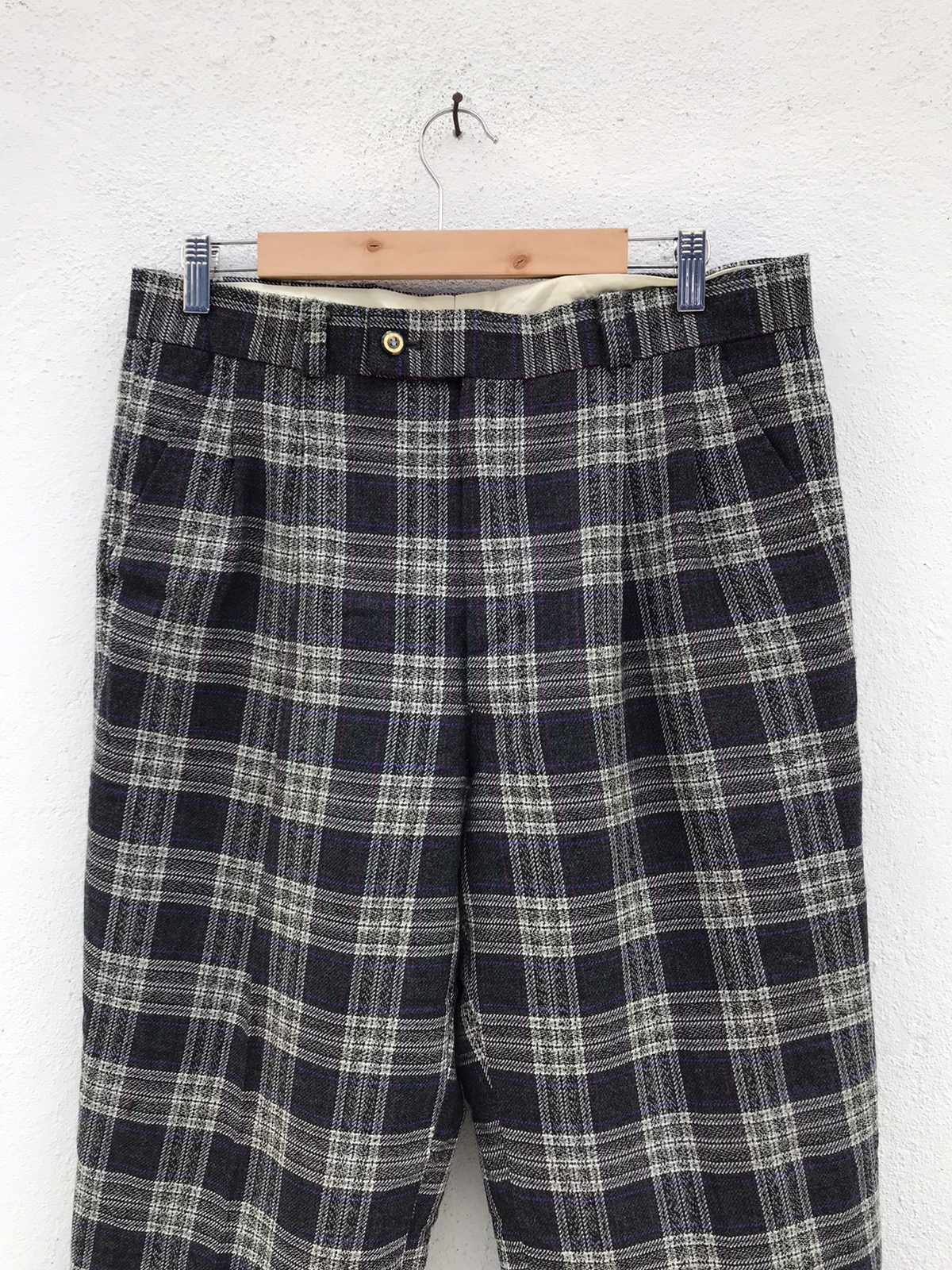 VINTAGE KENZO GOLF Checked Plaid Baggy Wool Trousers - 2