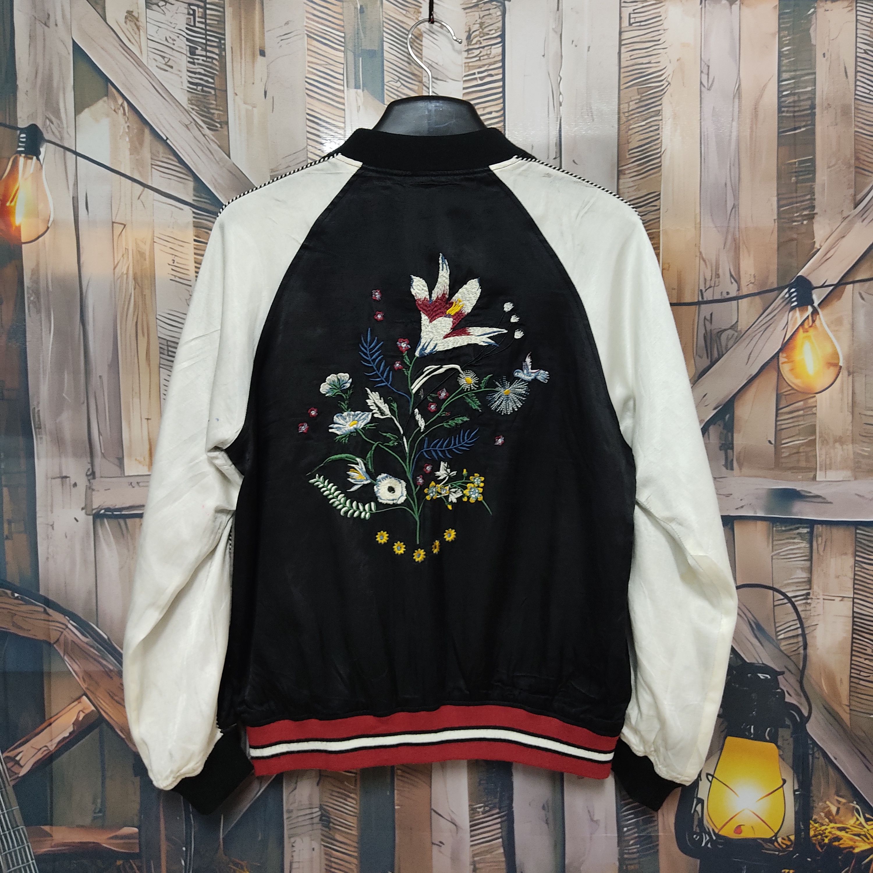 Japanese Brand - MOUSSY Embroidered Flowers Reversible Sukajan Jacket - 1