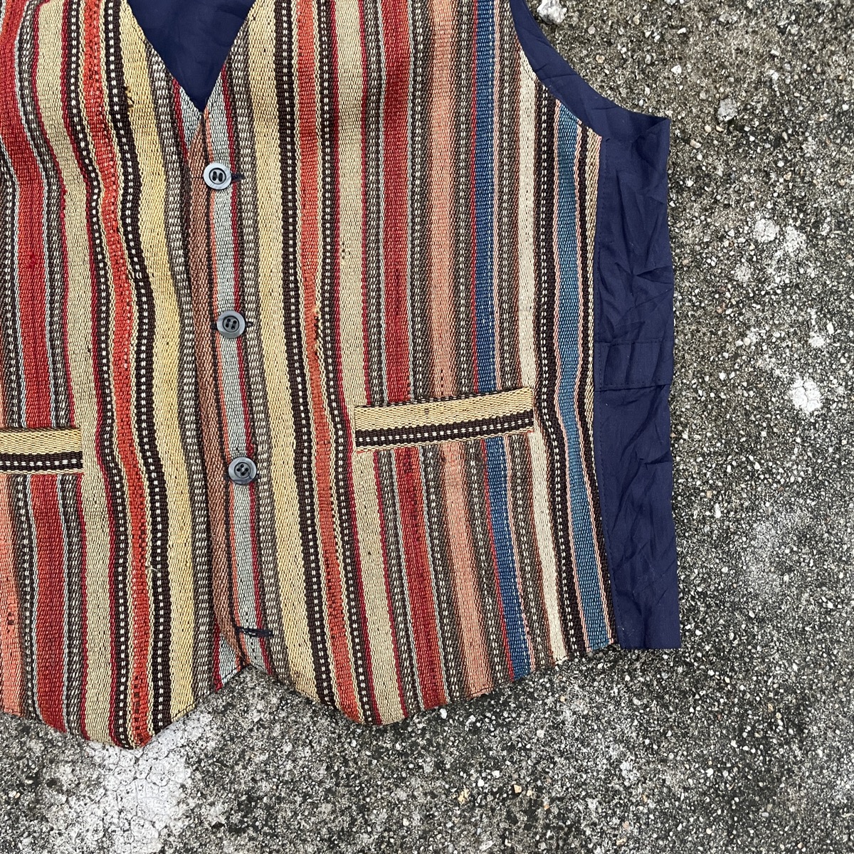 Japanese Brand - Vintage Unbranded Stripe Art Vest - 3