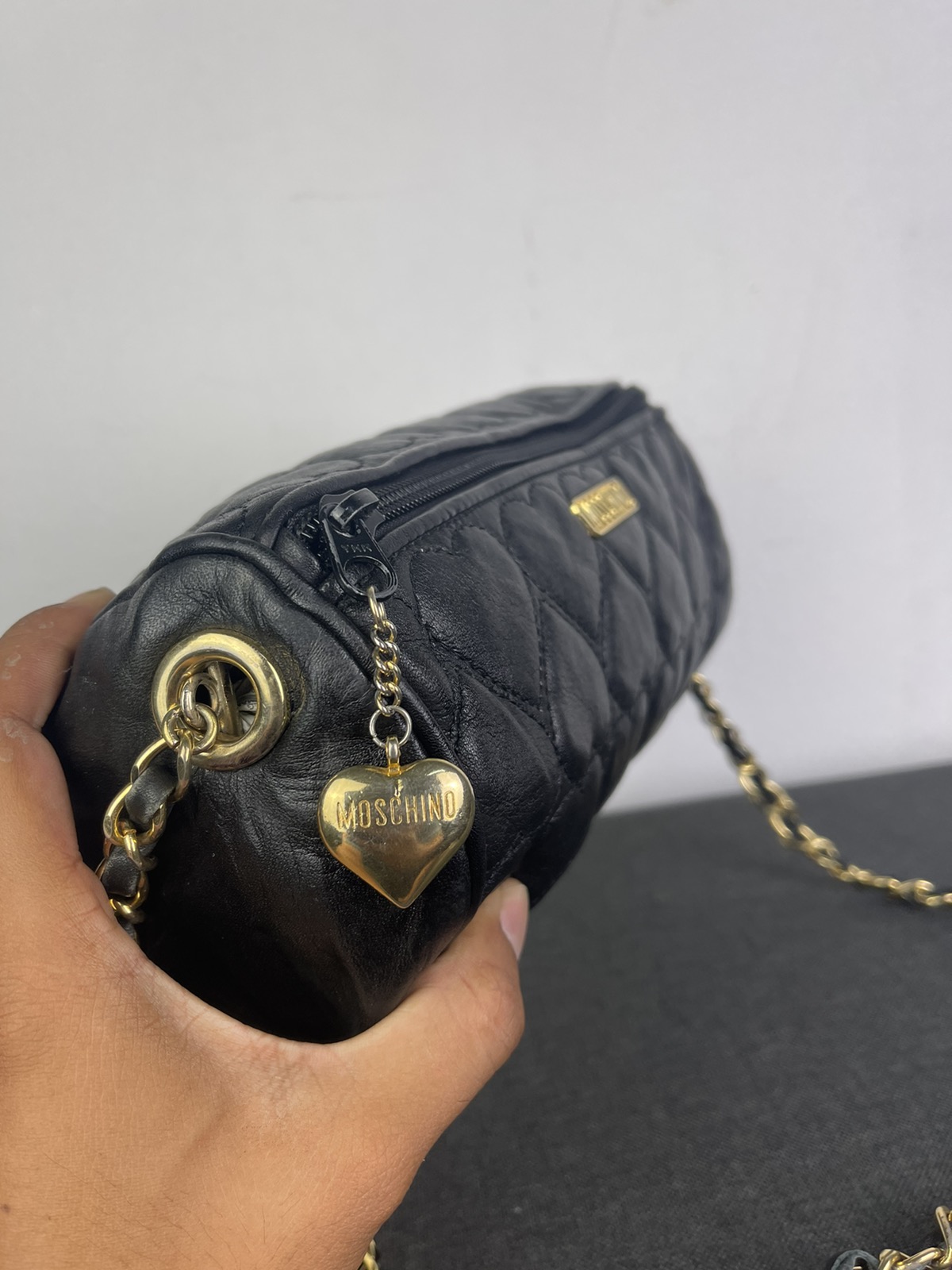 Steals🔥Moschino quilted Cylinder Black crossbody bag - 14
