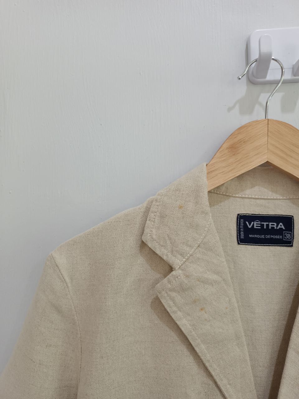 VETRA Made in France Beige Cotton Linen Single Breasted Suit - 4