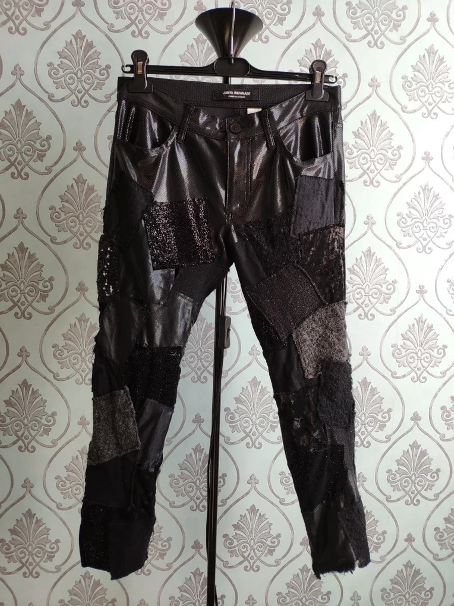 UNIQUE ! AD2014 Black patchwork double layered pants - 2