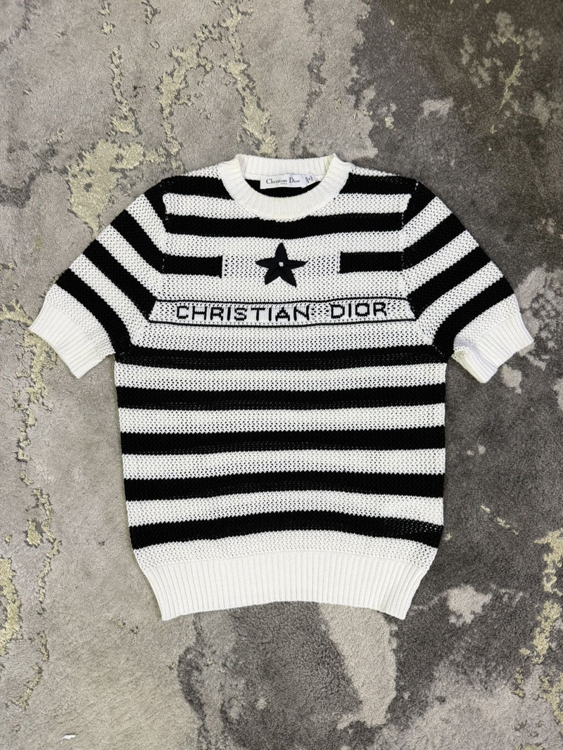 CHRISTIAN DIOR STRIPED KNITWEAR SWEATER - 1