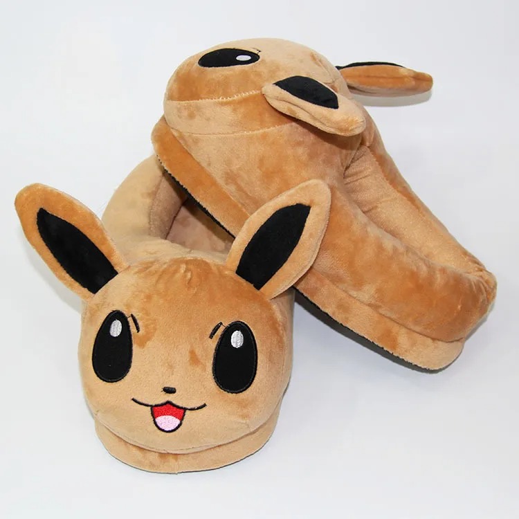 Cute Anime Eevee Kawaii Plush Indoor Slippers Adult Kids Warm Shoes Home - 4