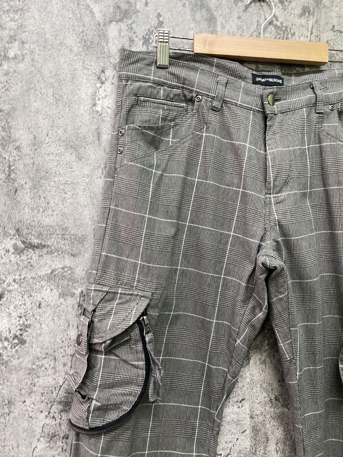 Japanese Brand - 31040=SKKONE Cargo Multipocket Checked Bondage Style Pant - 4