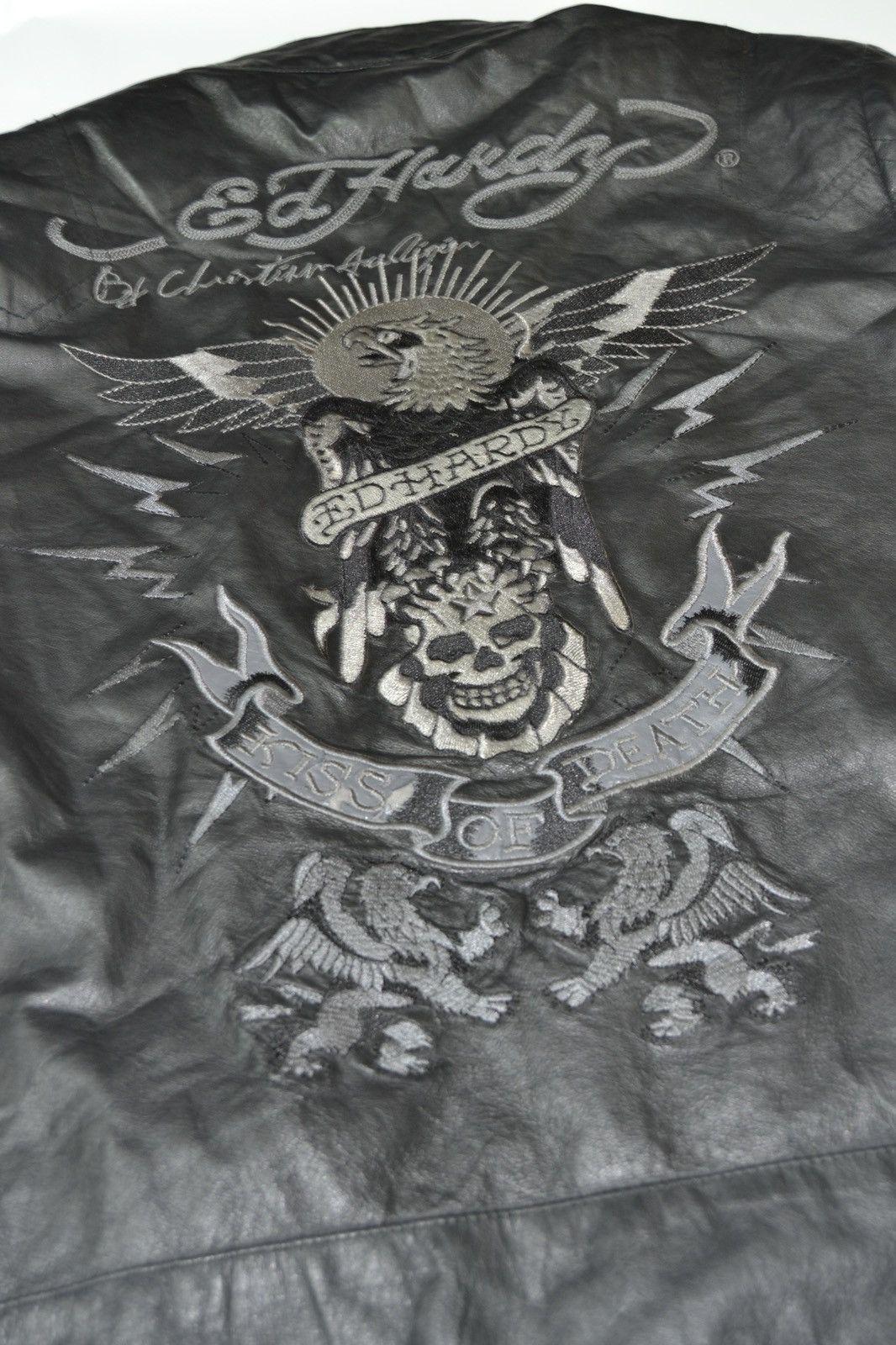 RARE Ed hardy christian audigier Leather Jacket Y2k - 4