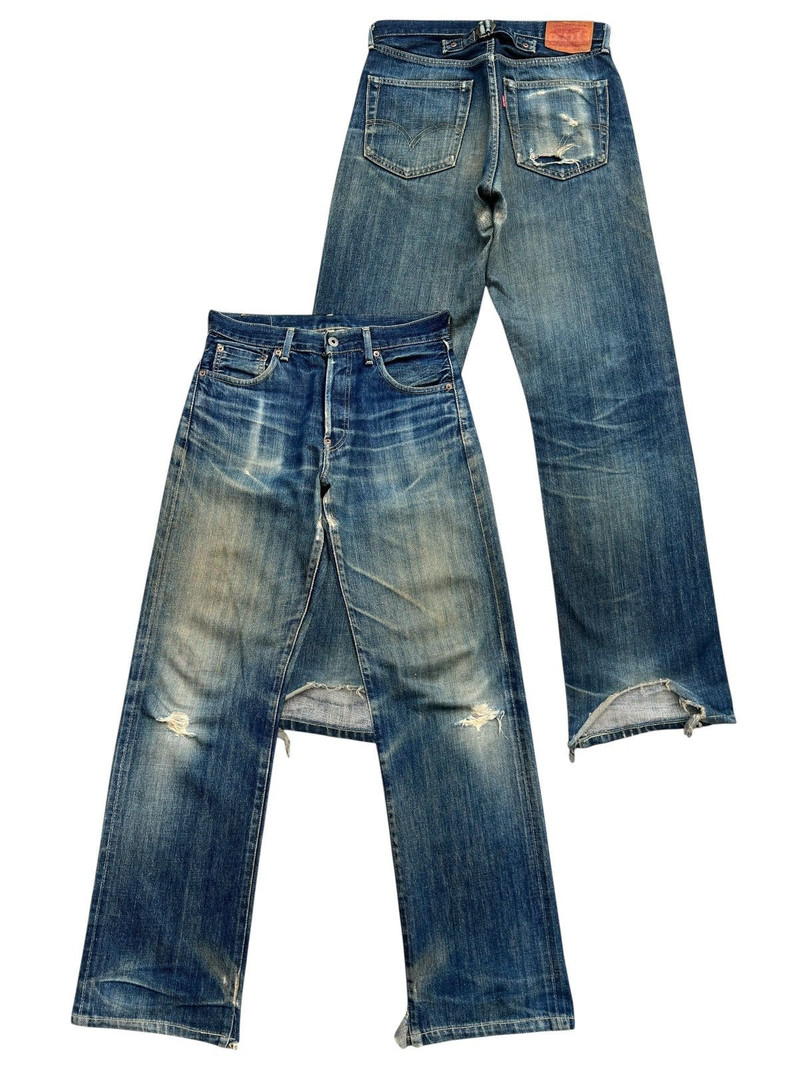 Vintage 90s Levis 702 Selvedge Buckle Distressed Denim Jeans - 1