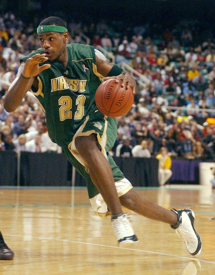 Lebron James High School Irish Biege 03 Jersey - 8