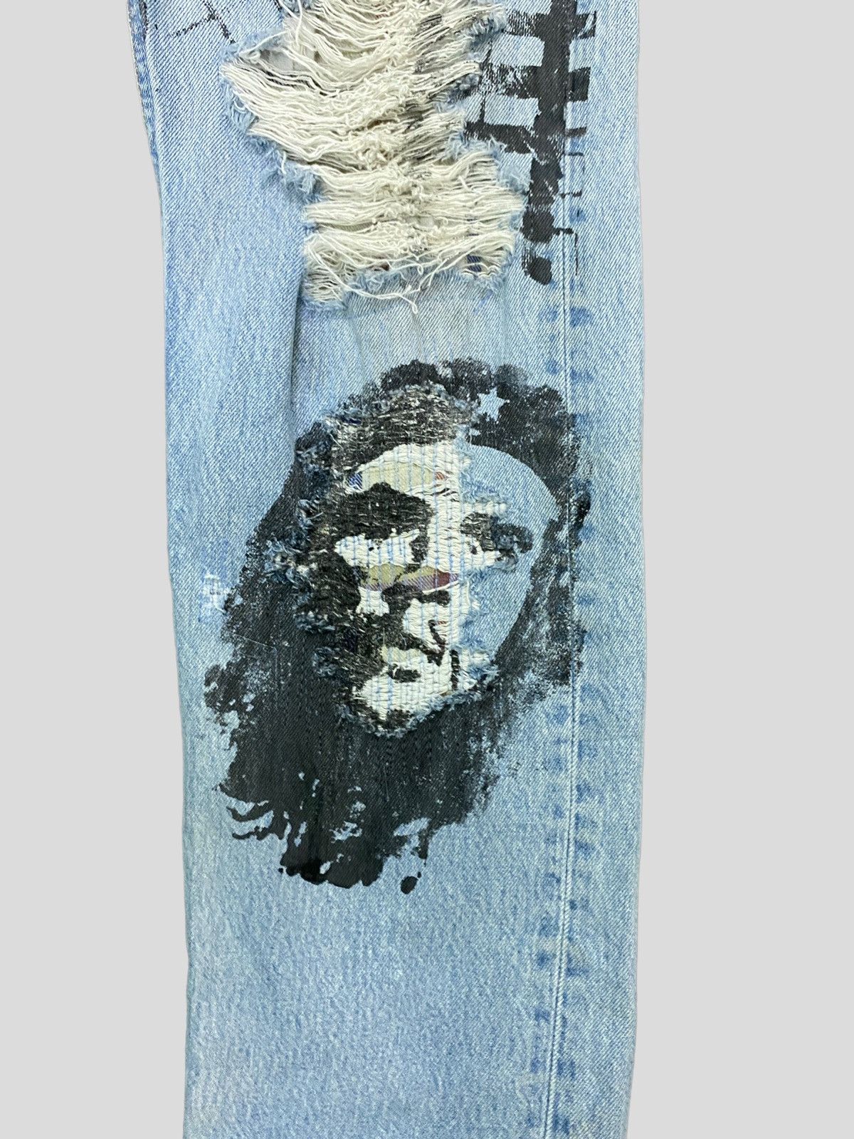 VINTAGE 90s Levi's 501 DISTRESSED CUSTOM CHE QUEVARA DENIM - 4