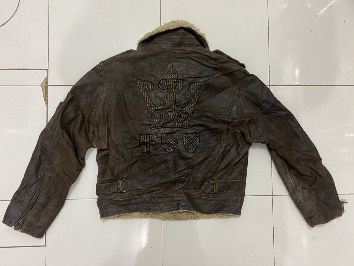 🔥Vintage🔥Distressed Yoshiyuki Konishi Crown Leather Jacket