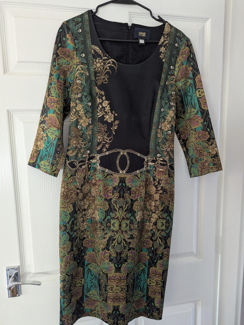 Geometric Floral Pattern Dress Green - 1