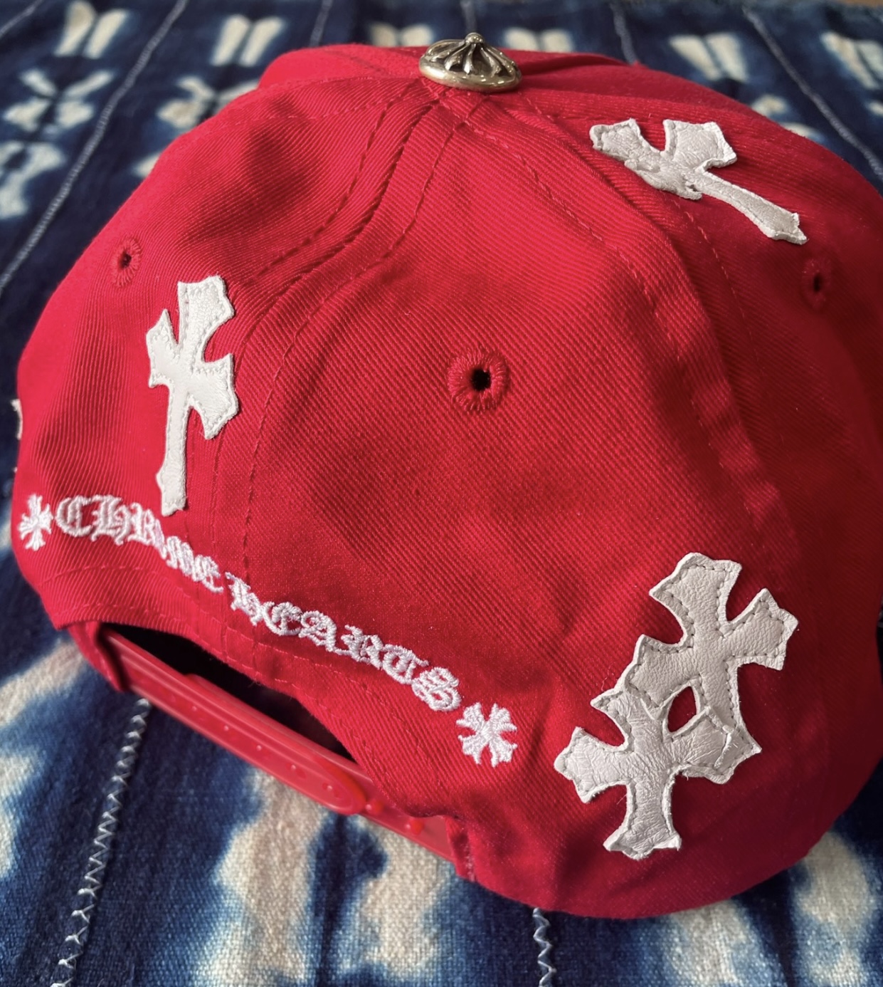 Chrome Hearts Red Cap with White Cross Patch - 3