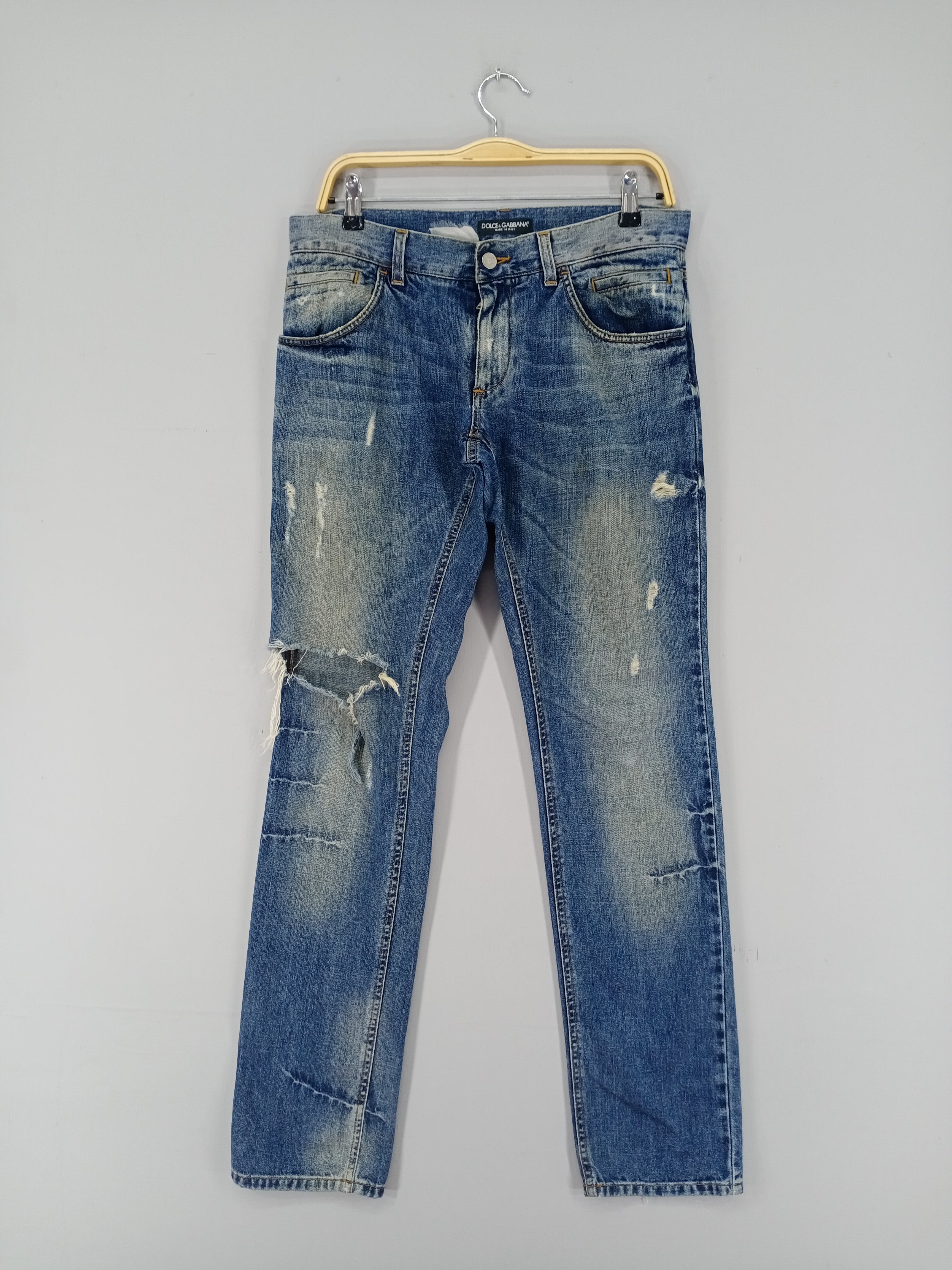 💥RARE💥Dolce Gabbana Medium Wash Distressed Jeans - 1