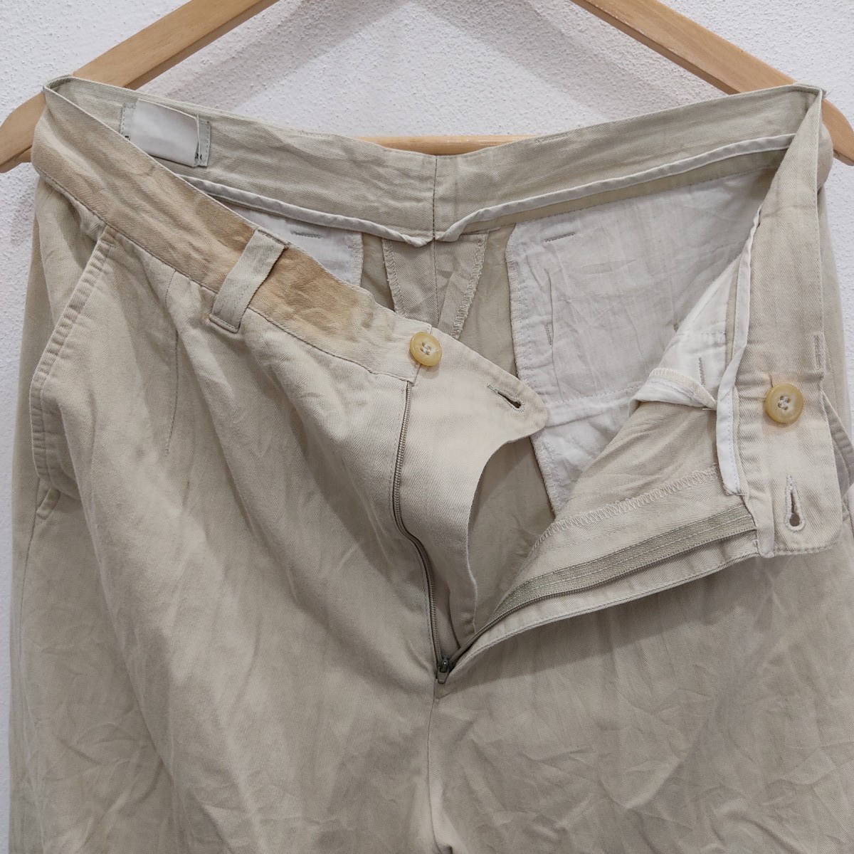 Dries Van Noten Belgium White Beige Casual Office Mens Pant - 4