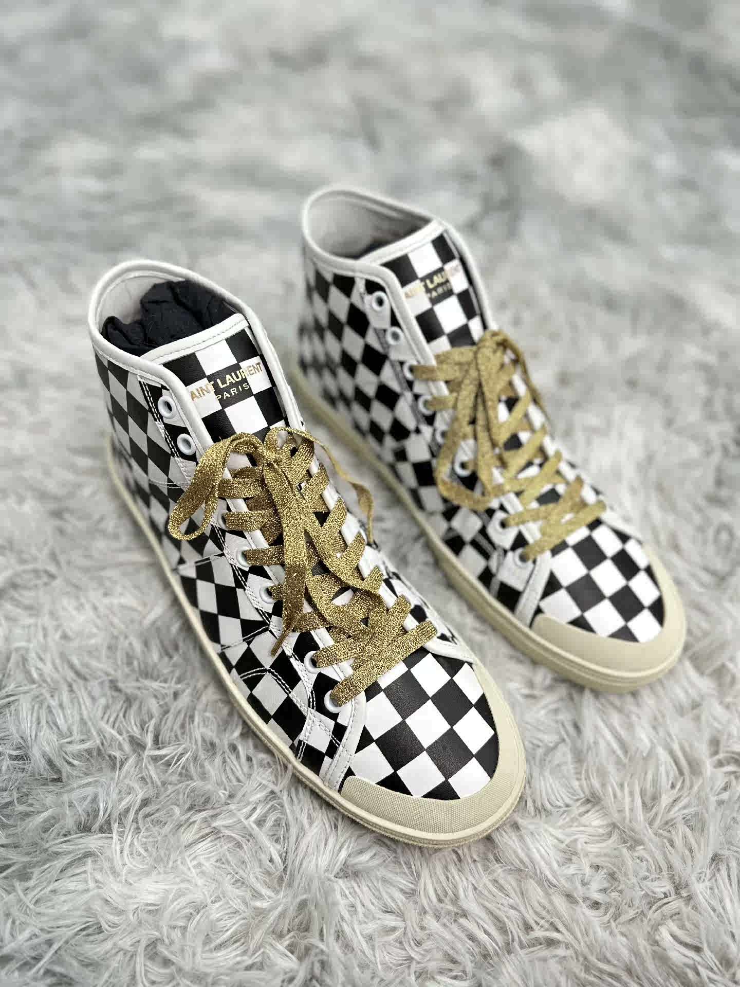 Saint Laurent SLP Checkered High-Top Sneakers - 2