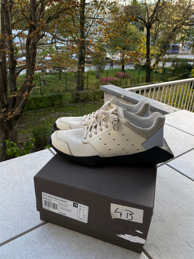 adidas Rick Owens x Adidas Tech Runner Off White Black Cream Men's