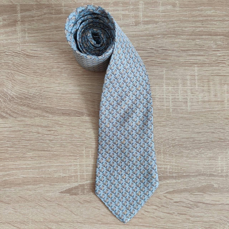Hermes Paris Silk Tie 7964 EA Birds Blue - 1