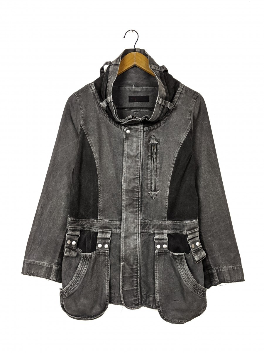 Denim Jacket - Vintage Distressed Punk Style Jacket Parka Outerwear - 1