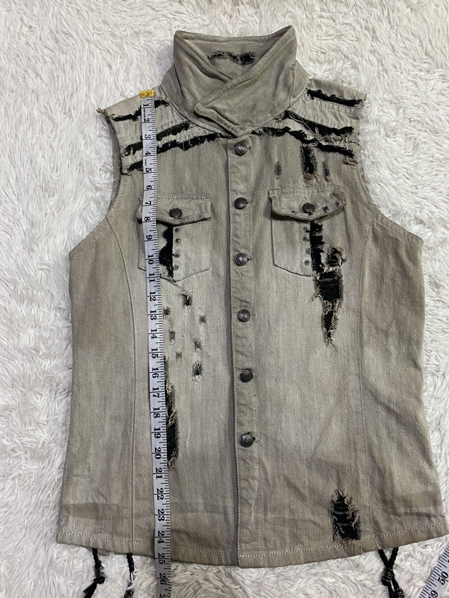 Distressed Denim - Mades Signature Style Sleeveless Distressed Denim Jacket - 20