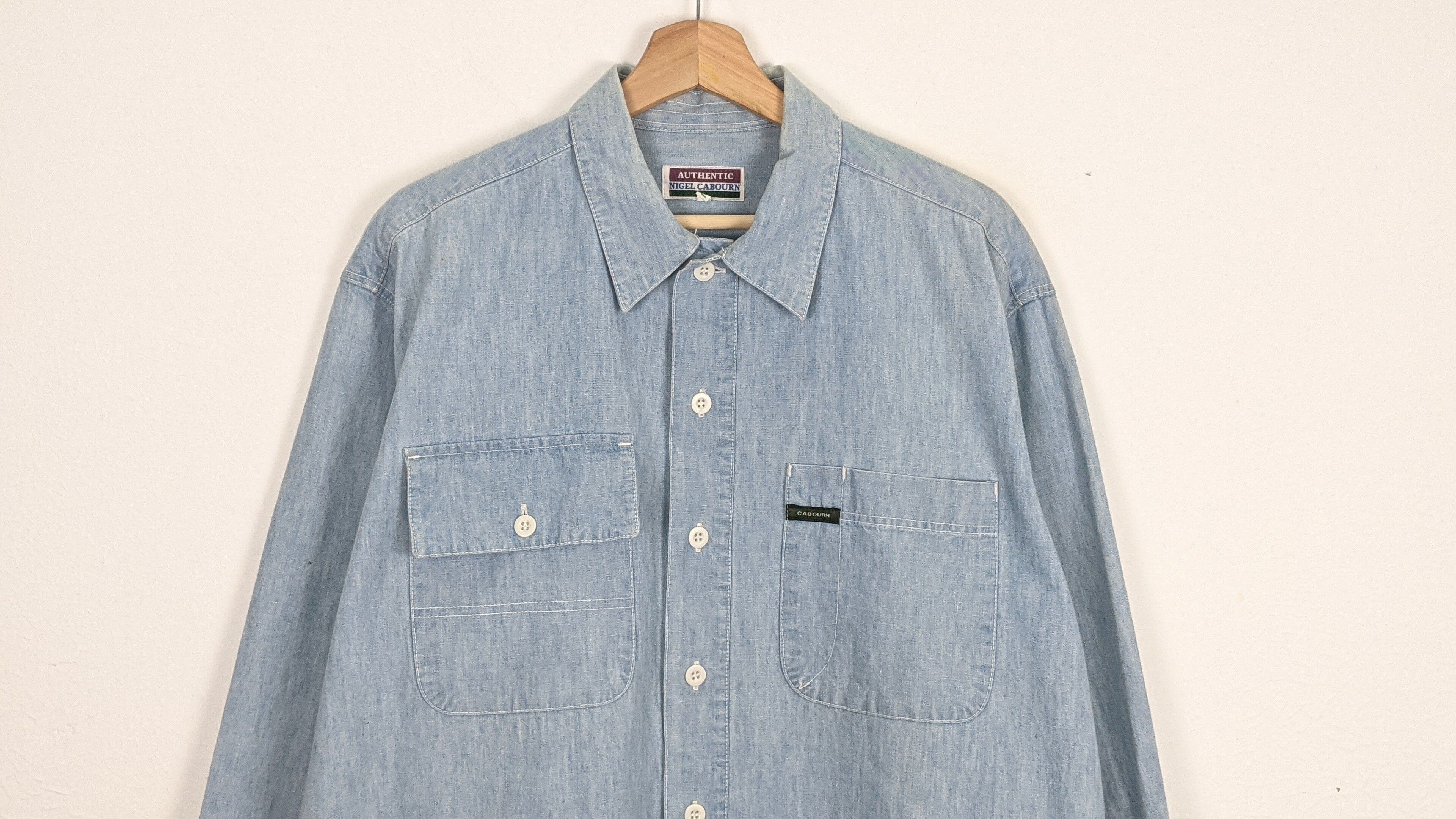 Nigel Cabourn Jeans denime button front designer shirt - 2