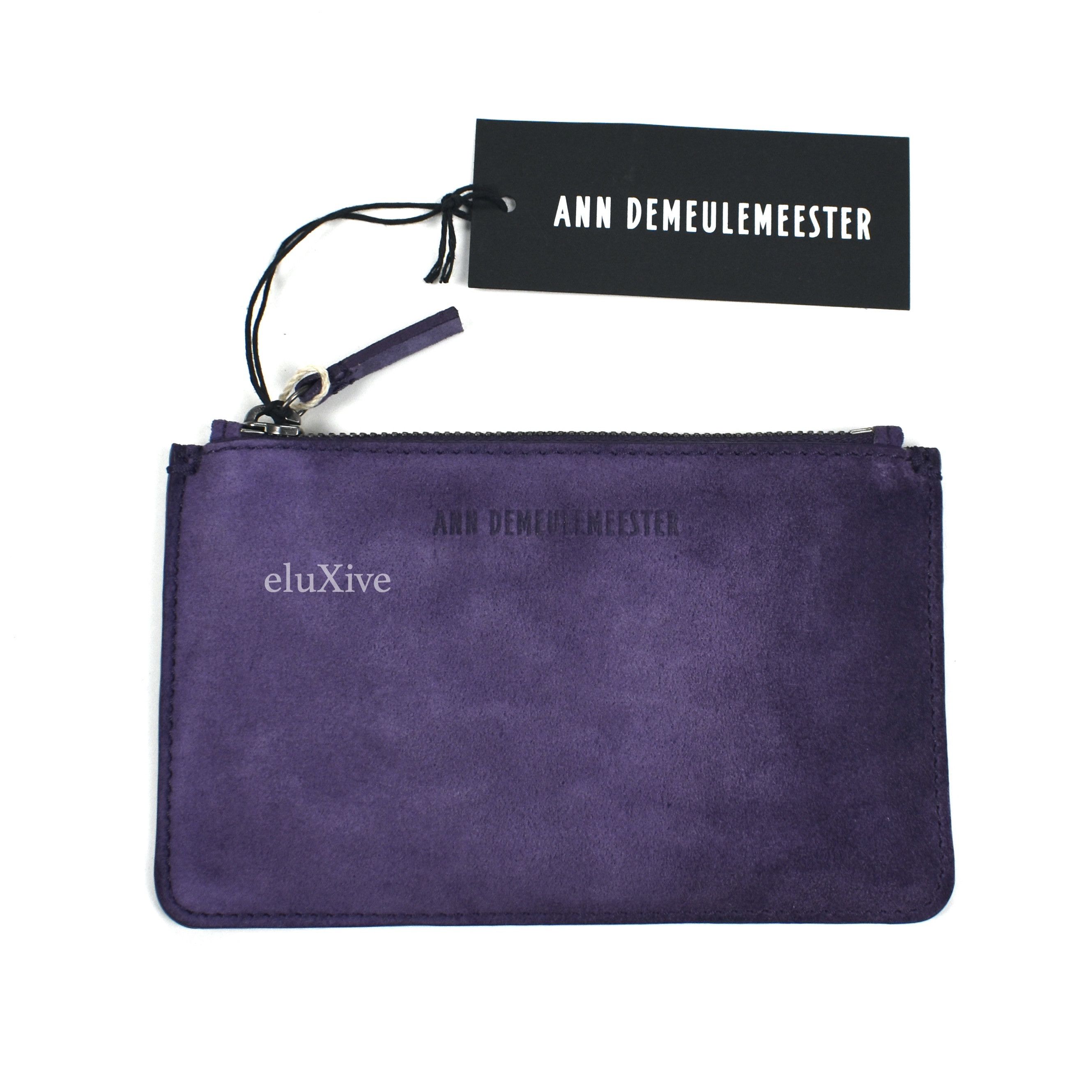 Purple Suede Logo Embossed Zip Wallet Pouch NWT - 1