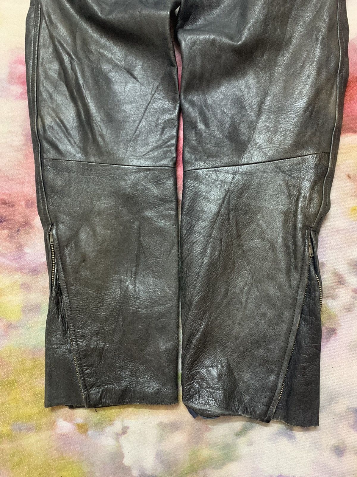 Vintage Leather Biker Padding Pants - 7