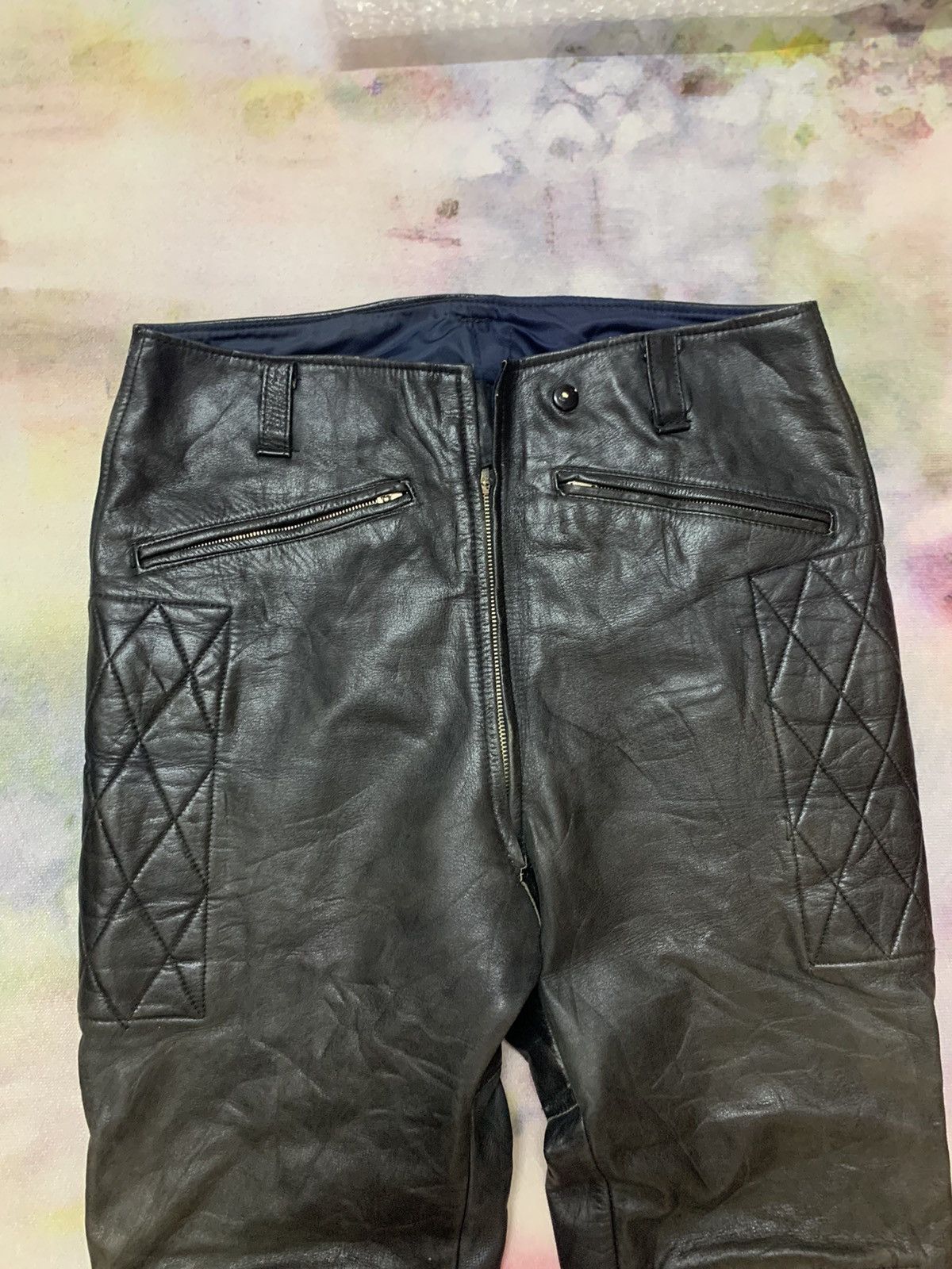 Vintage Leather Biker Padding Pants - 2