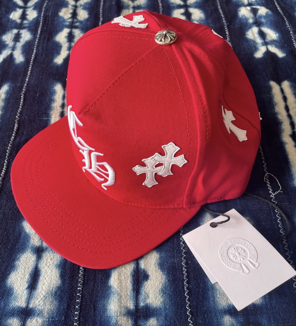 Chrome Hearts Red Cap with White Cross Patch