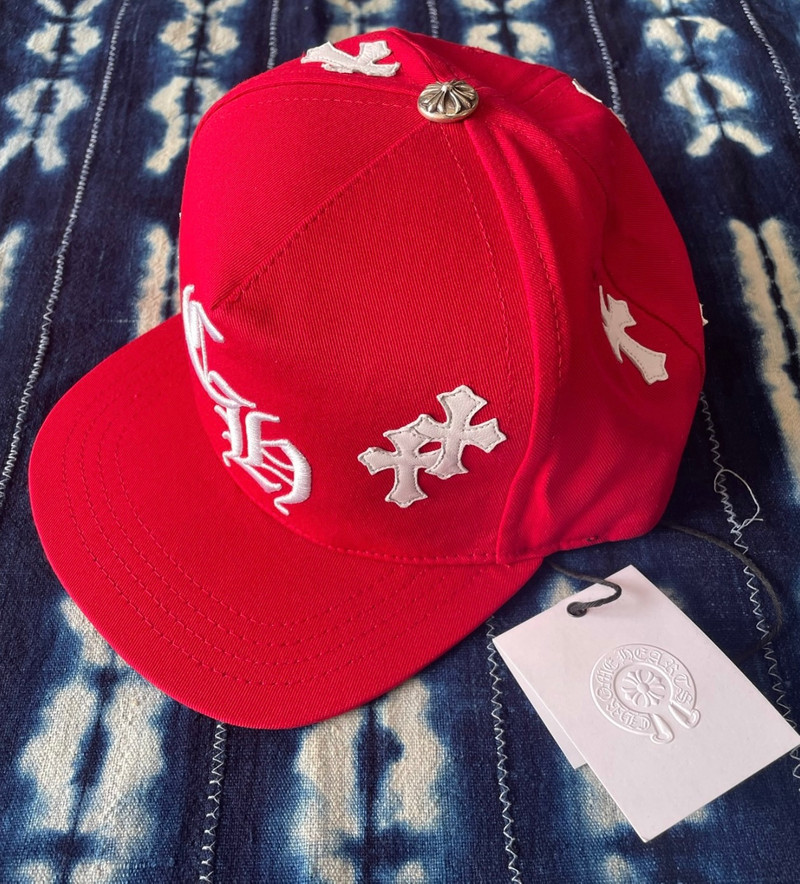 Chrome Hearts Chrome Hearts Red Cap with White Cross Patch