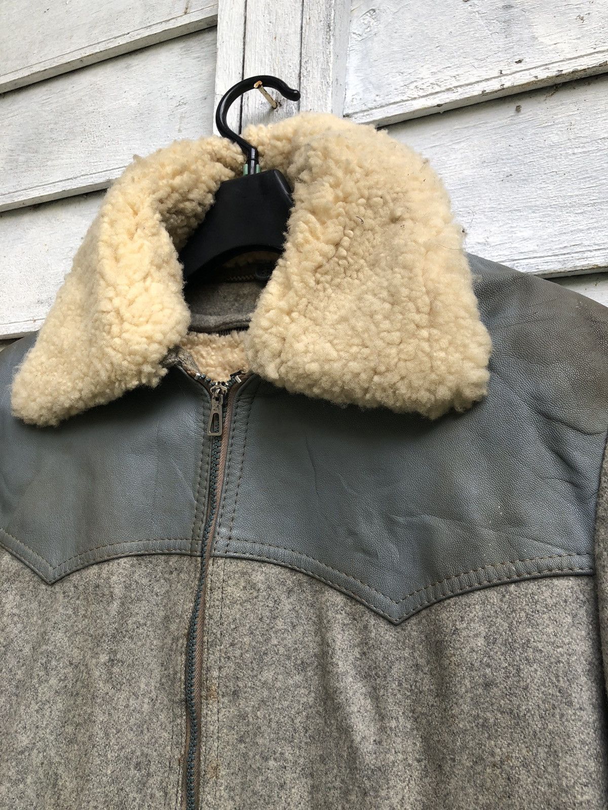 Vintage 90s Belair Leather Lining Wool Sherpa Lining Jacket - 4