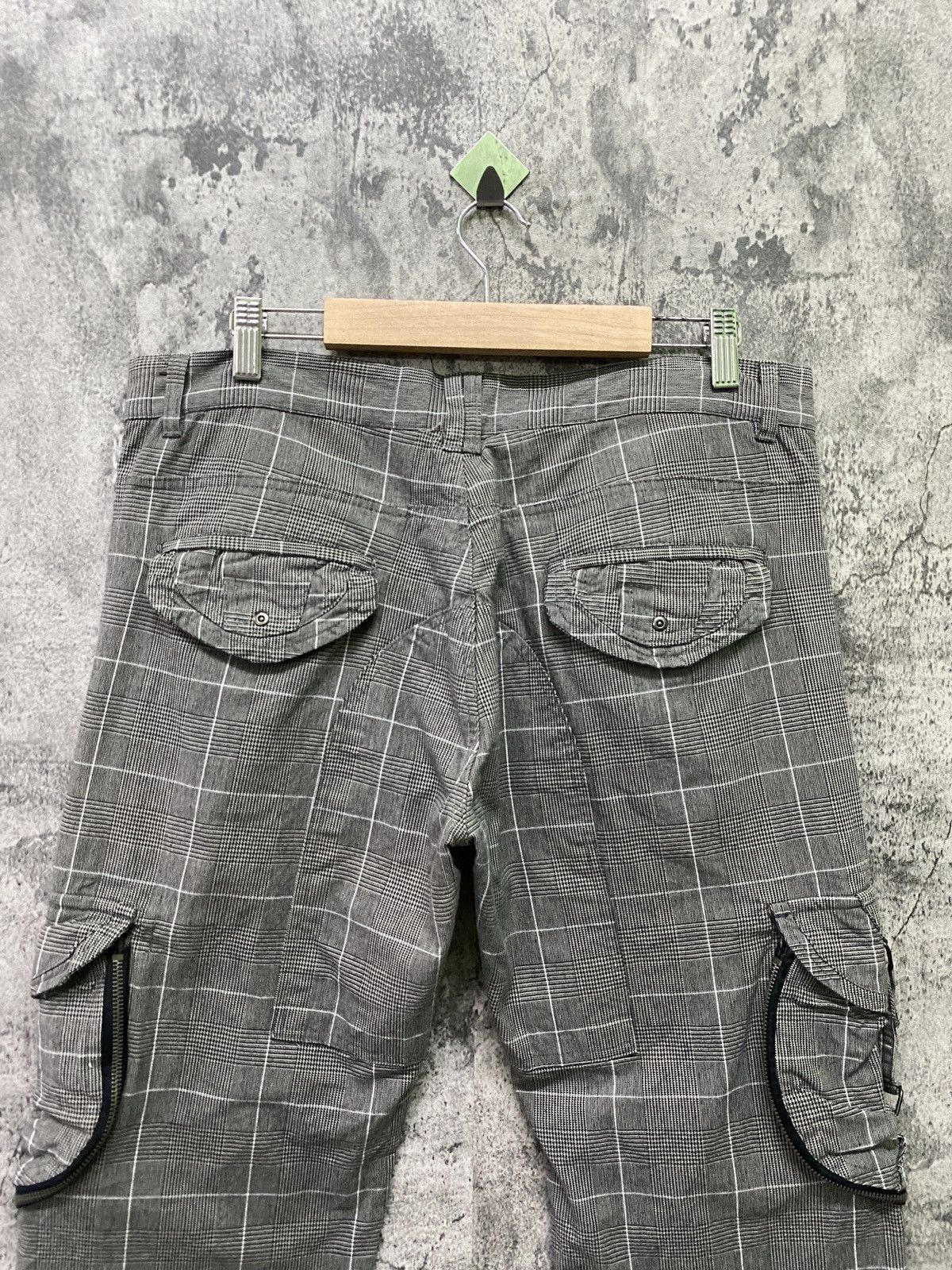 Japanese Brand - 31040=SKKONE Cargo Multipocket Checked Bondage Style Pant - 9