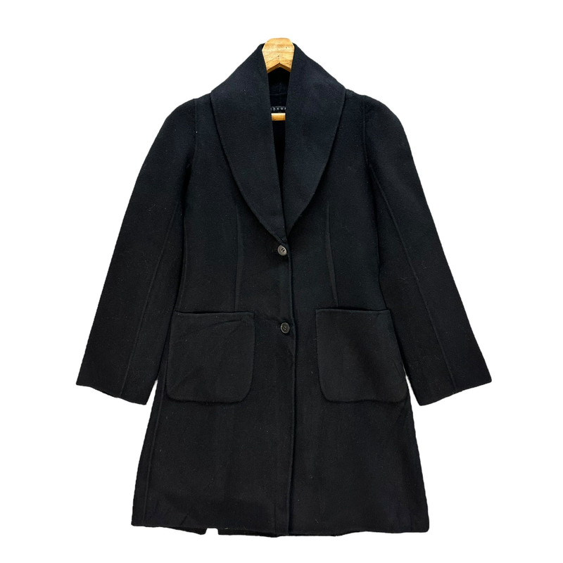 Theory Rabbit Wool Collar Wool Nylon Overcoat #A32-0714 - 1