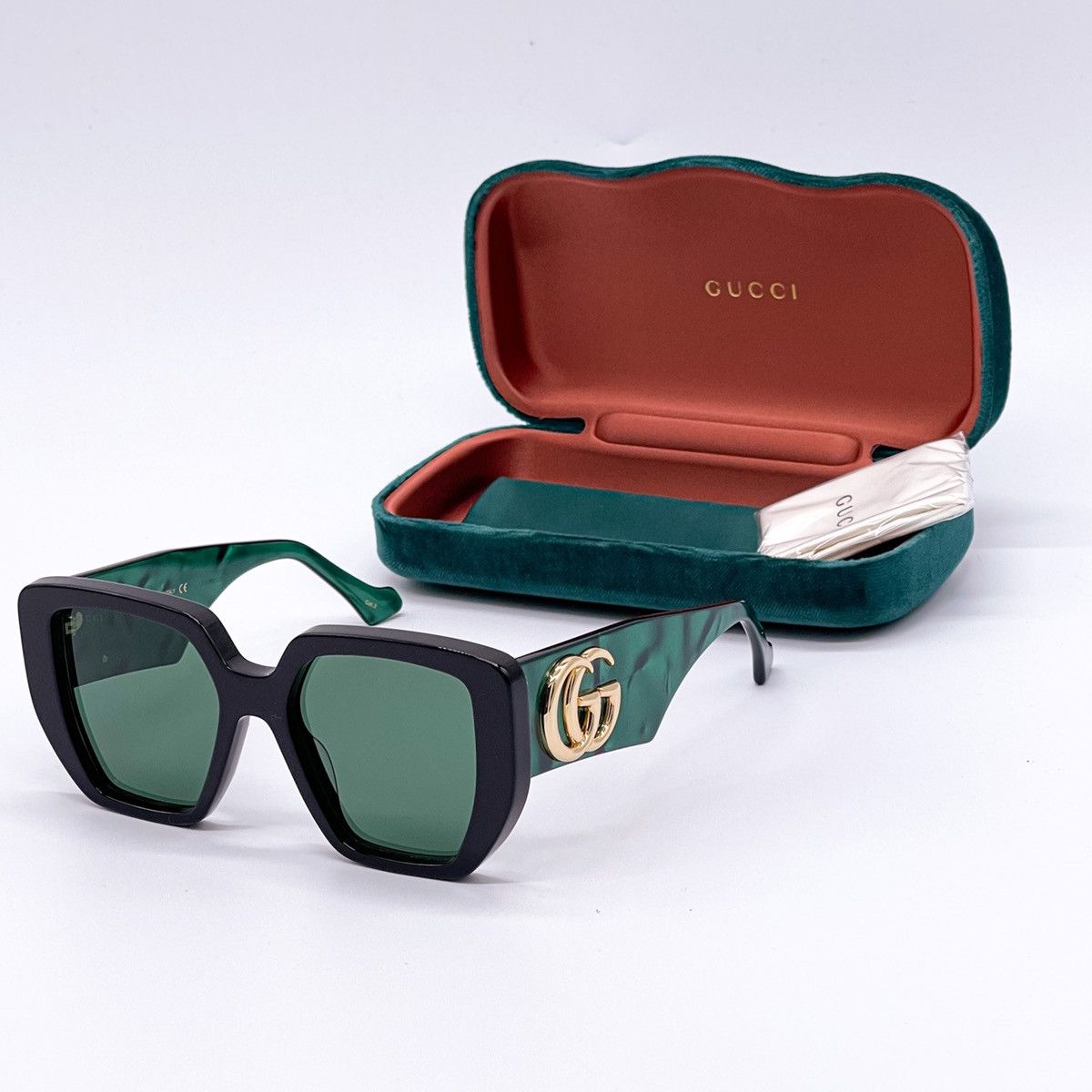 NEW GUCCI GG0956S 001 BLACK GREEN WOMEN’S SUNGLASSES GUCCI - 2