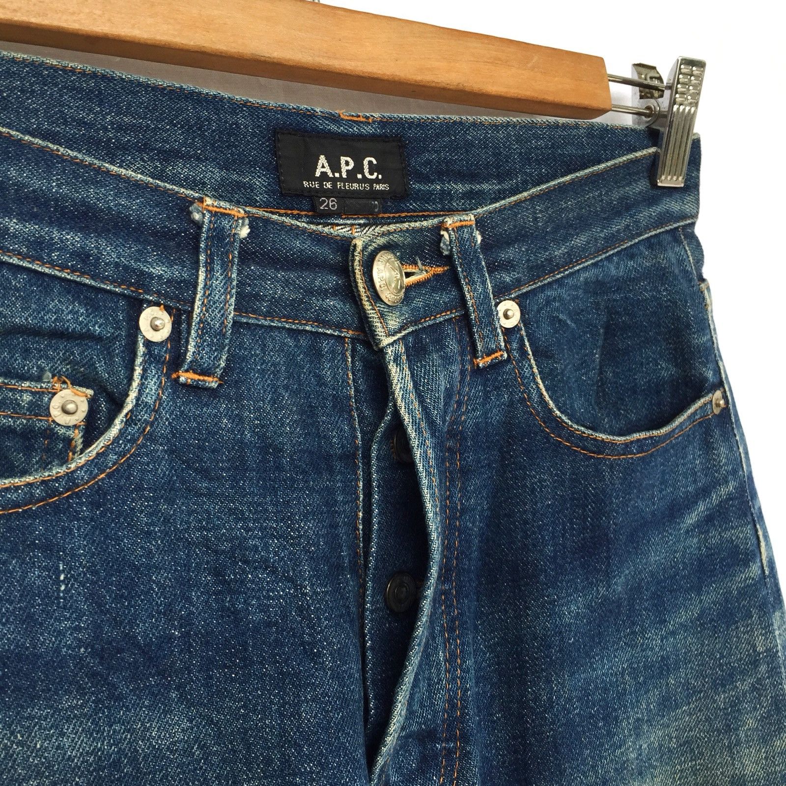 APC Paris Stone Wash Red Selvage Distressed Denim - 3