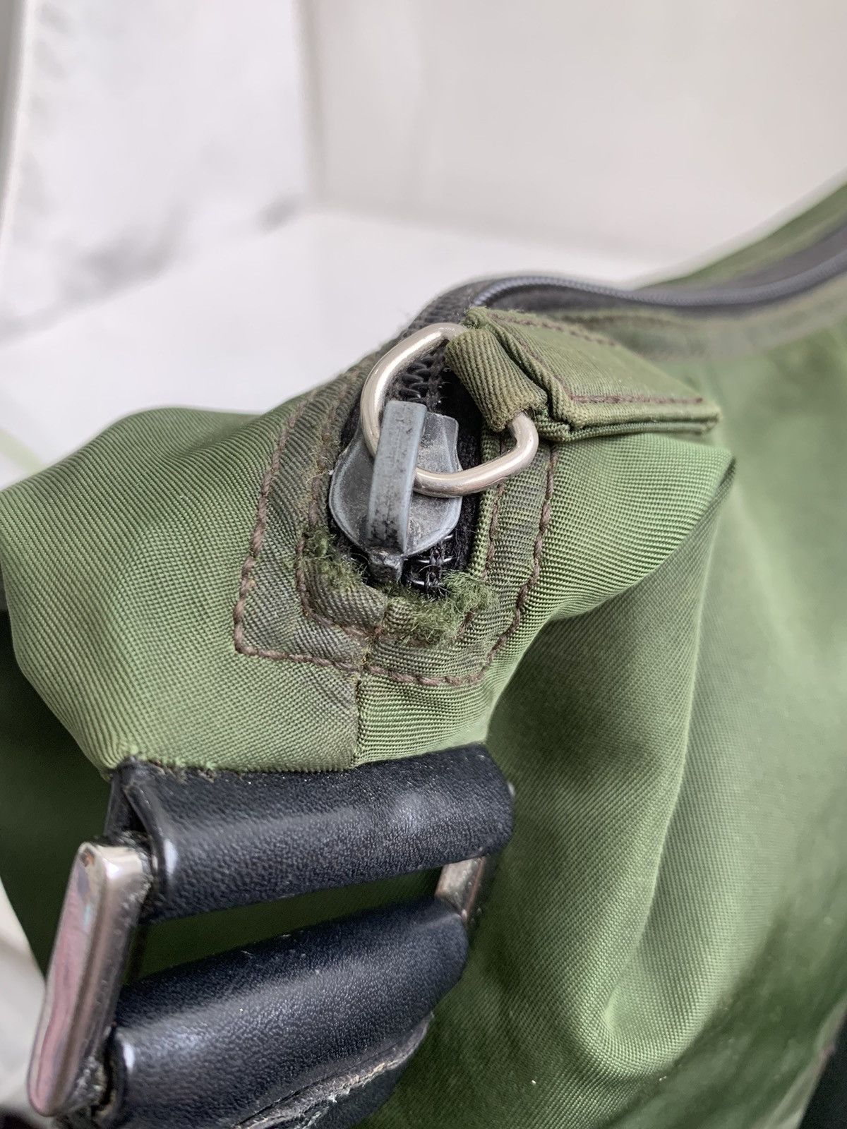 Authentic vintage prada khaki olive green nylon shoulder bag - 15