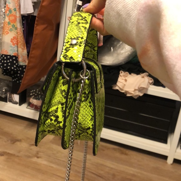 Zara Neon Animal Reptile Snake Print Mini City Bag - 8