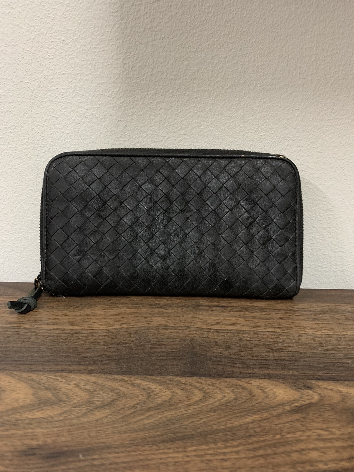 Bottega Veneta Black Leather Long Wallet Purse Unisex Wallet - 2